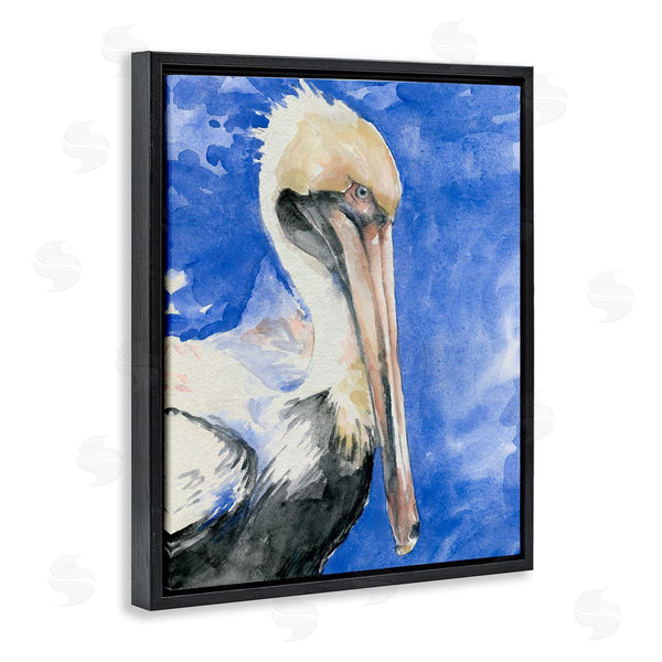 Stupell Industries Jennifer Paxton Parker | Elegant Pelican Bird Tucked Beak Bold Blue Painting Wall Art