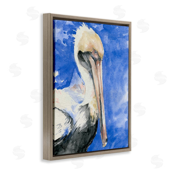 Stupell Industries Jennifer Paxton Parker | Elegant Pelican Bird Tucked Beak Bold Blue Painting Wall Art