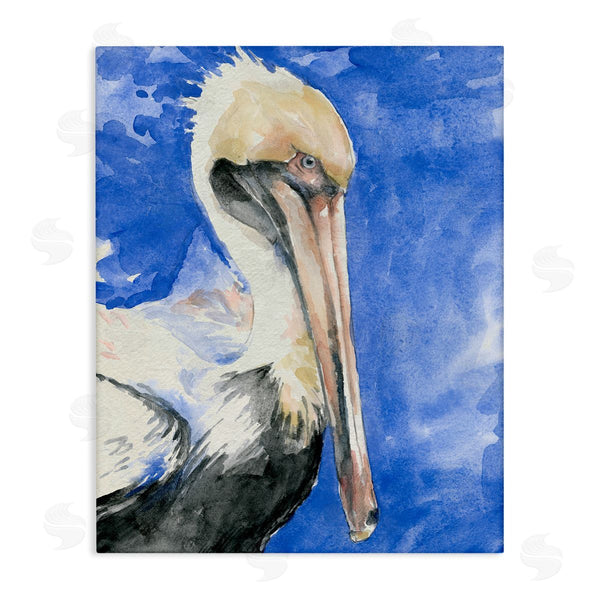 stupell industries Jennifer Paxton Parker | Elegant Pelican Bird Tucked Beak Bold Blue Painting Wall Art