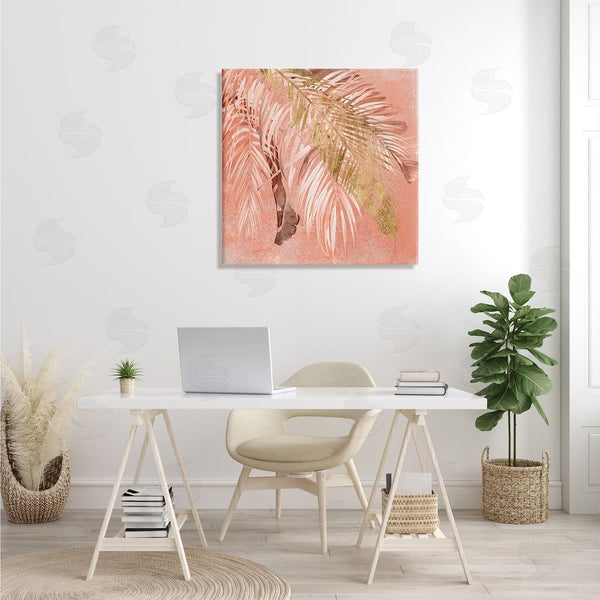 Stupell Industries Jennifer Paxton Parker | Falling Palm Tree Fronds Tropical Pink Plants Wall Art