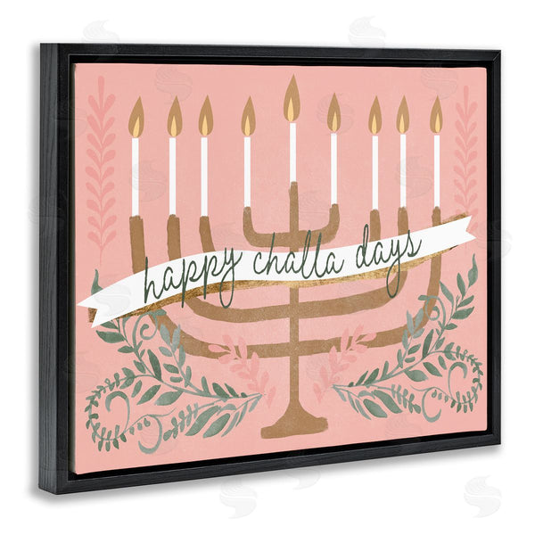 Stupell Industries Jennifer Paxton Parker | Happy Challa Days Charming Menorah Festive Botanicals Wall Art