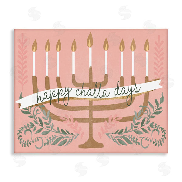 Stupell Industries Jennifer Paxton Parker | Happy Challa Days Charming Menorah Festive Botanicals Wall Art