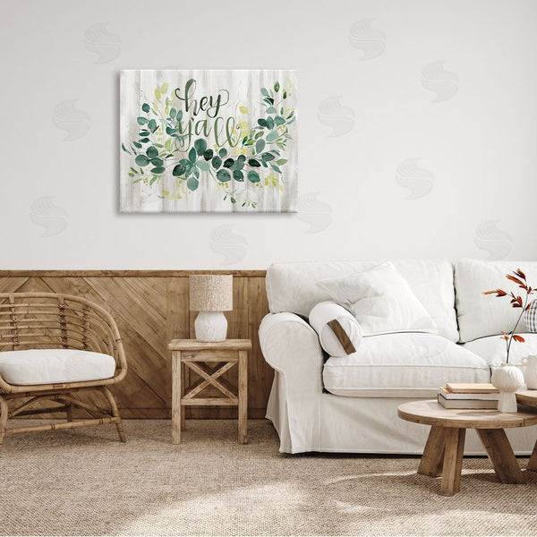 Stupell Industries Jennifer Paxton Parker | Hey Y'all Southern Sentiment Blooming Eucalyptus Plants Wall Art
