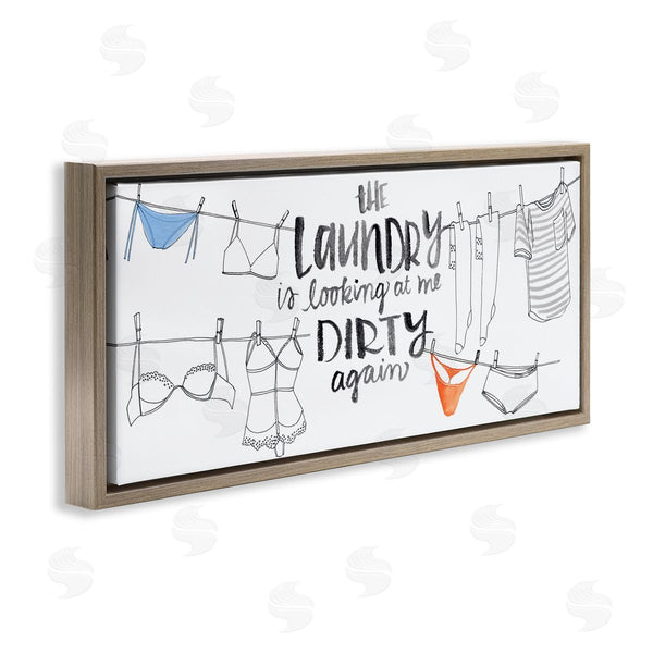 Stupell Industries Jennifer Paxton Parker | Laundry Looking At Me Dirty Phrase Vintage Clothesline Humor