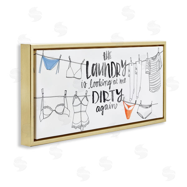 Stupell Industries Jennifer Paxton Parker | Laundry Looking At Me Dirty Phrase Vintage Clothesline Humor
