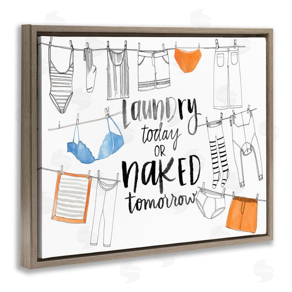 Stupell Industries Jennifer Paxton Parker | Laundry Today Naked Tomorrow Phrase Vintage Clothesline