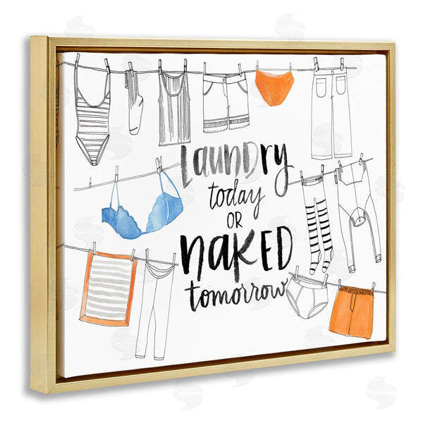 Stupell Industries Jennifer Paxton Parker | Laundry Today Naked Tomorrow Phrase Vintage Clothesline