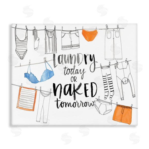 stupell industries Jennifer Paxton Parker | Laundry Today Naked Tomorrow Phrase Vintage Clothesline