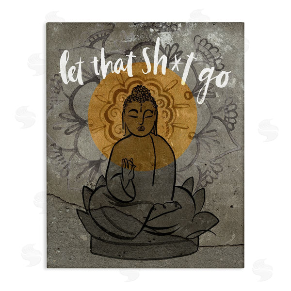 stupell industries Jennifer Paxton Parker | Let That Go Relaxation Phrase Floral Pattern Buddha Wall Art