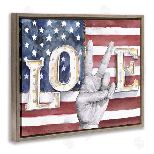 Stupell Industries Jennifer Paxton Parker | Love Peace Sign American Flag