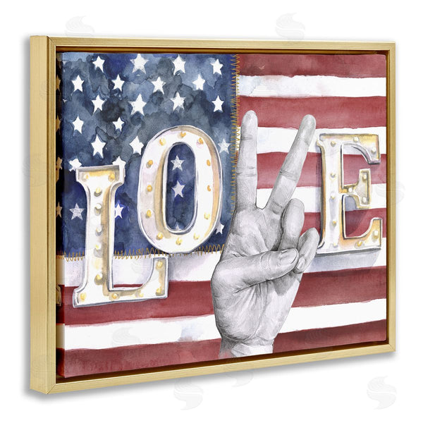 Stupell Industries Jennifer Paxton Parker | Love Peace Sign American Flag