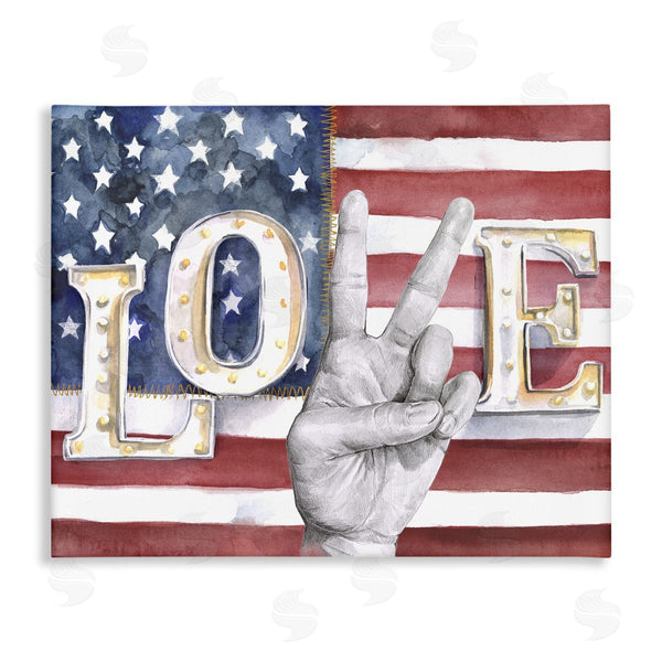 stupell industries Jennifer Paxton Parker | Love Peace Sign American Flag