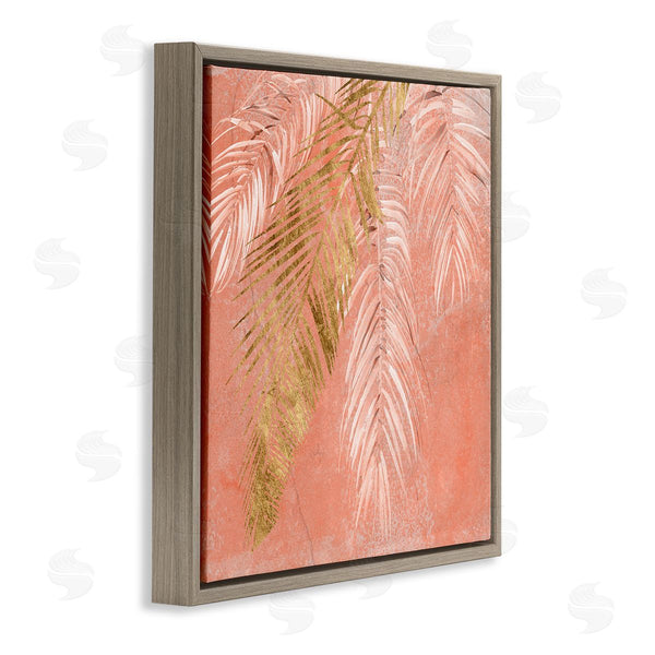 Stupell Industries Jennifer Paxton Parker | Pink Palm Fronds Distressed Tropical Plant Still Life Wall Art