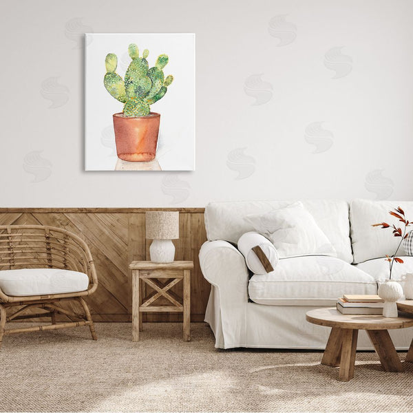 Stupell Industries Jennifer Paxton Parker | Prickly Pear Potted Cactus Watercolor Still Life Painting Wall Art