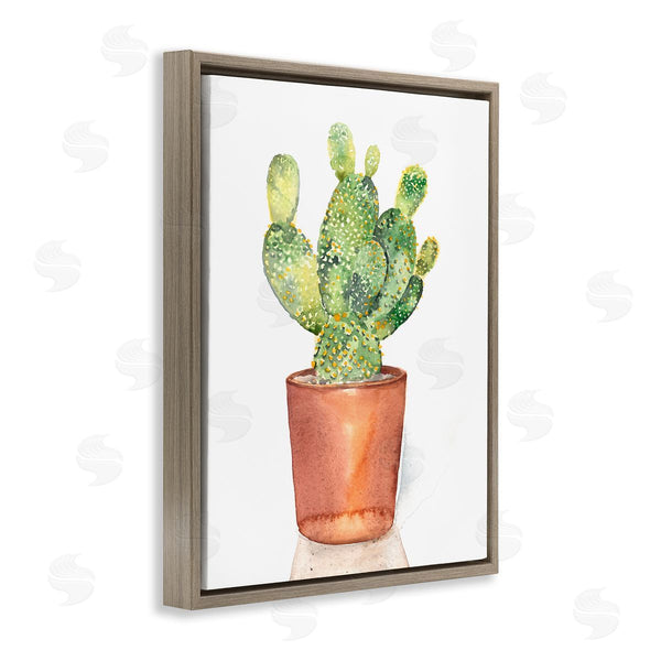 Stupell Industries Jennifer Paxton Parker | Prickly Pear Potted Cactus Watercolor Still Life Painting Wall Art