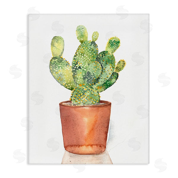 stupell industries Jennifer Paxton Parker | Prickly Pear Potted Cactus Watercolor Still Life Painting Wall Art