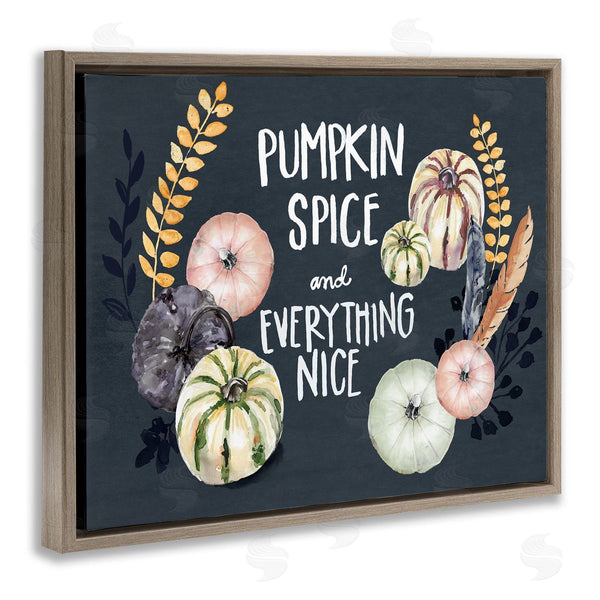 Stupell Industries Jennifer Paxton Parker | Pumpkin Spice Everything Nice Phrase Autumn Harvest Feathers Wall Art