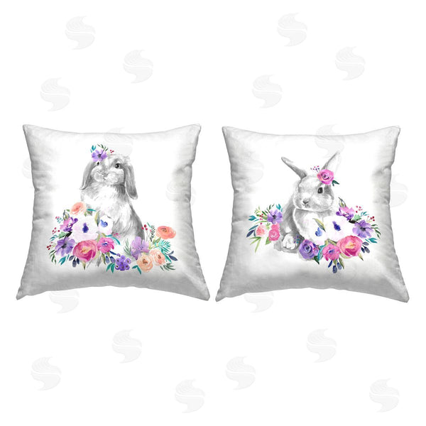 stupell industries Jennifer Paxton Parker | Rabbits with Spring Florals Printed Throw Pillow Set