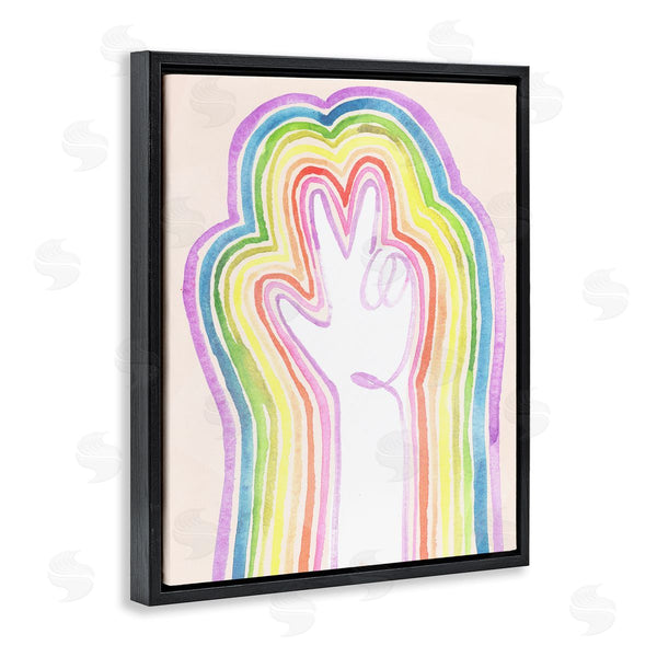 Stupell Industries Jennifer Paxton Parker | Radiant Peace Sign Rainbow Linework