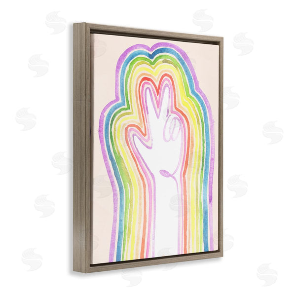 Stupell Industries Jennifer Paxton Parker | Radiant Peace Sign Rainbow Linework