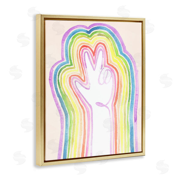 Stupell Industries Jennifer Paxton Parker | Radiant Peace Sign Rainbow Linework