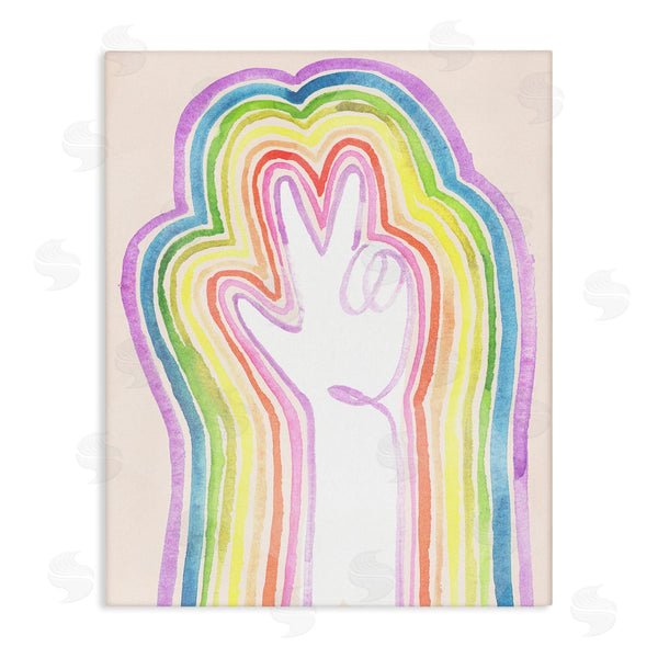 stupell industries Jennifer Paxton Parker | Radiant Peace Sign Rainbow Linework