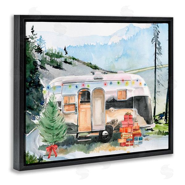 Stupell Industries Jennifer Paxton Parker | Retro Airstream Camper Rustic Christmas Scene Presents Trees Wall Art