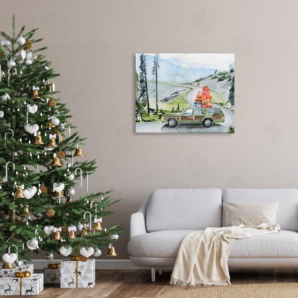 Stupell Industries Jennifer Paxton Parker | Retro Station Wagon Rustic Christmas Travel Wrapped Presents Wall Art