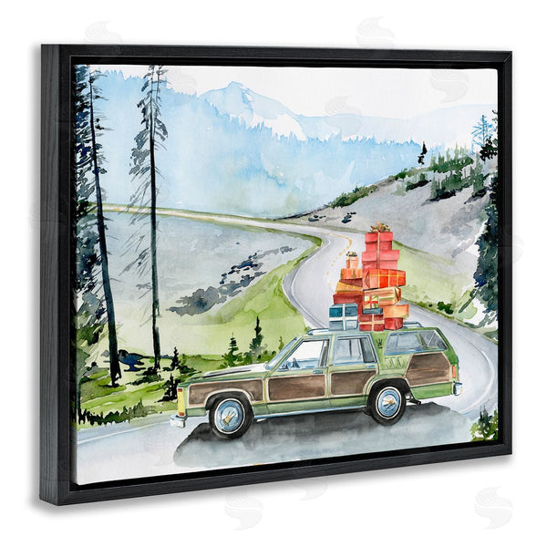 Stupell Industries Jennifer Paxton Parker | Retro Station Wagon Rustic Christmas Travel Wrapped Presents Wall Art