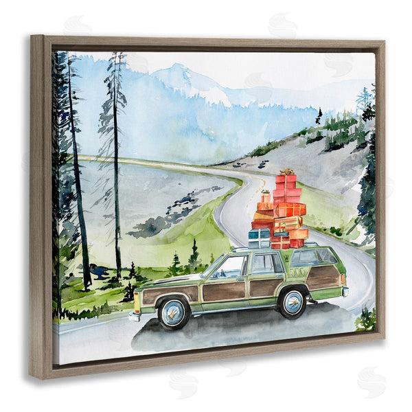 Stupell Industries Jennifer Paxton Parker | Retro Station Wagon Rustic Christmas Travel Wrapped Presents Wall Art