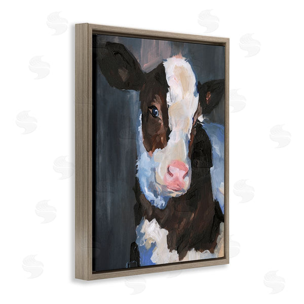 Stupell Industries Jennifer Paxton Parker | Smiley Posing Cow Farm Cattle Animal Painting Wall Art