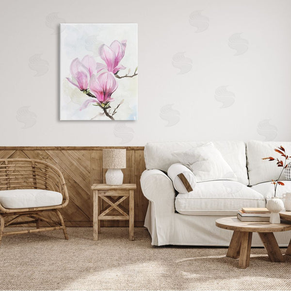 Stupell Industries Jennifer Paxton Parker | Soft Pink Magnolia Blossoms Watercolor Floral Painting Wall Art