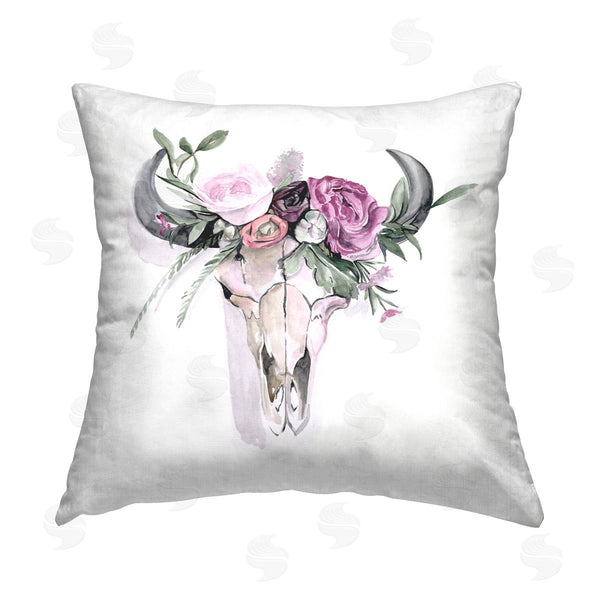 stupell industries Jennifer Paxton Parker | Southwestern Floral Cow Skull Printed Throw Pillow