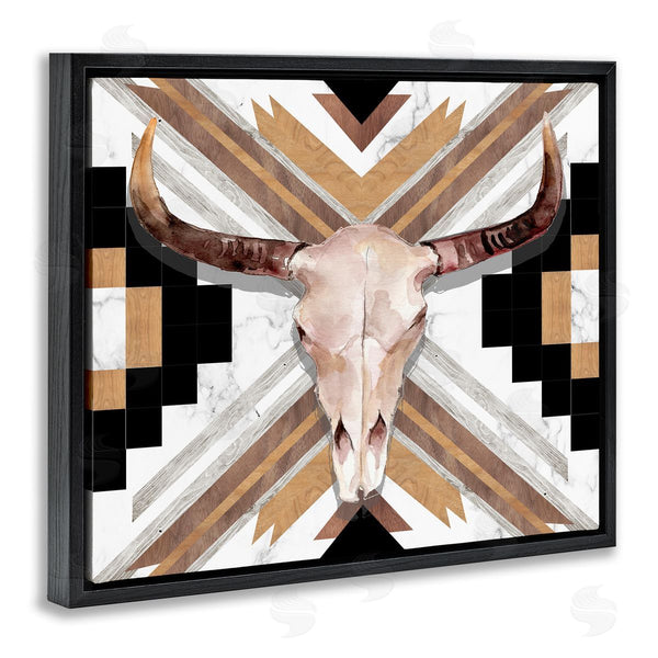 Stupell Industries Jennifer Paxton Parker | Southwestern Santa Fe Wild Bull Skull Geometric Pattern Wall Art