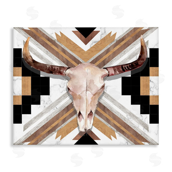 stupell industries Jennifer Paxton Parker | Southwestern Santa Fe Wild Bull Skull Geometric Pattern Wall Art