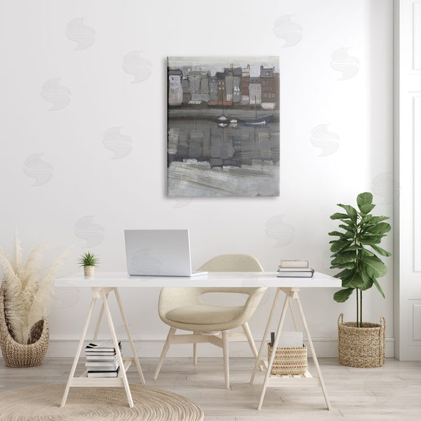 Stupell Industries Jennifer Paxton Parker | Stormy Coastal City Landscape Murky Sea Port Wall Art