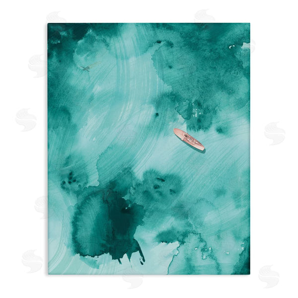 stupell industries Jennifer Paxton Parker | Surfer Floating On Abstract Green Blue Water Wall Art