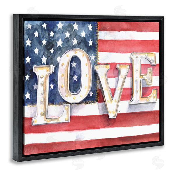 Stupell Industries Jennifer Paxton Parker | Vintage Love Text Over Stitched American Flag