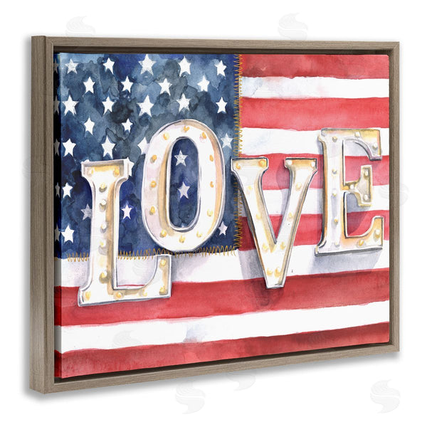 Stupell Industries Jennifer Paxton Parker | Vintage Love Text Over Stitched American Flag