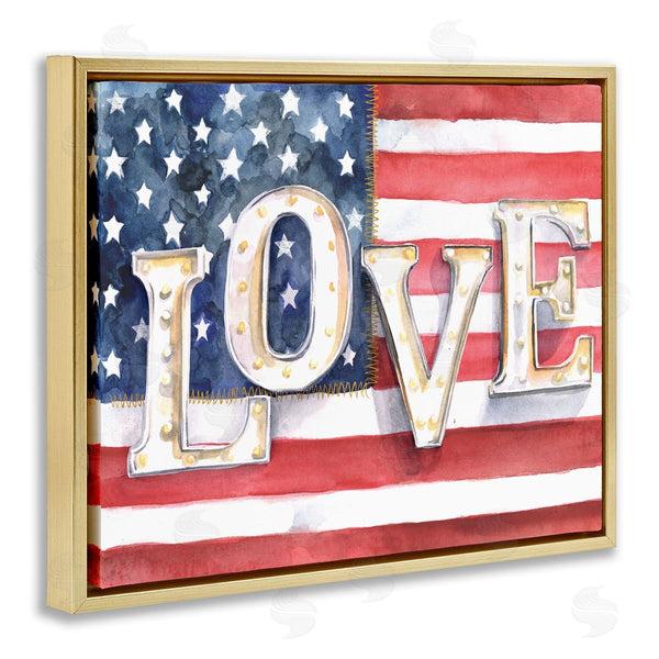 Stupell Industries Jennifer Paxton Parker | Vintage Love Text Over Stitched American Flag