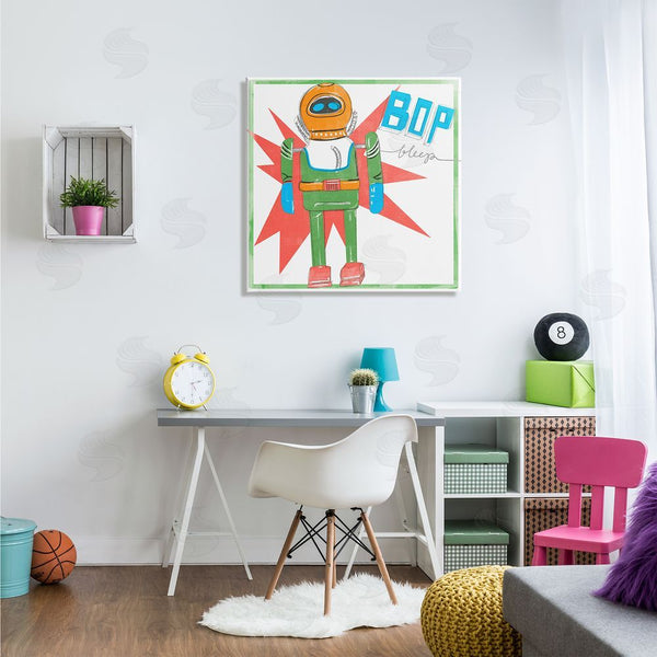 Stupell Industries Jennifer Paxton Parker | Vintage Robot Toy Bop Bleep Text Retro Pop Wall Art