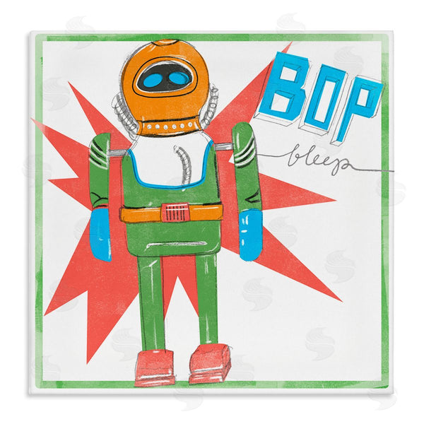 stupell industries Jennifer Paxton Parker | Vintage Robot Toy Bop Bleep Text Retro Pop Wall Art