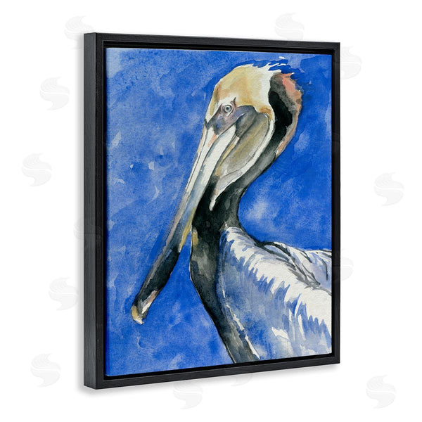 Stupell Industries Jennifer Paxton Parker | Vivid Pelican Wildlife Bird Blue Watercolor Detail Wall Art