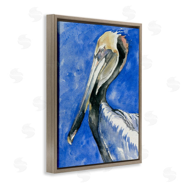 Stupell Industries Jennifer Paxton Parker | Vivid Pelican Wildlife Bird Blue Watercolor Detail Wall Art