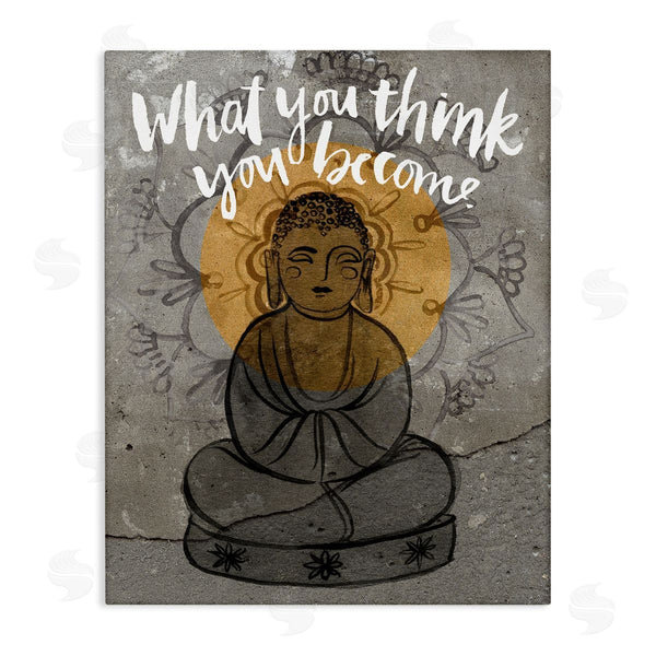 stupell industries Jennifer Paxton Parker | What You Think You Become Phrase Floral Pattern Buddha Wall Art