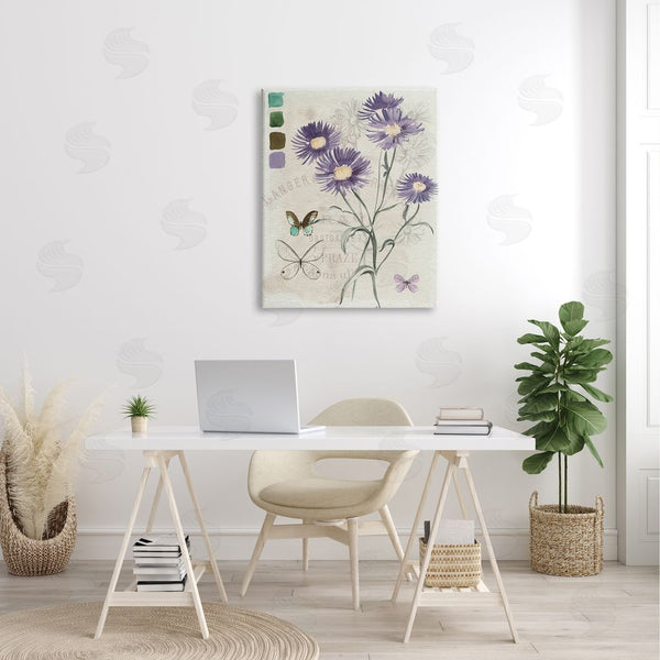 Stupell Industries Jennifer Paxton Parker | Wild Flower Butterfly Stencil Vintage Paint Hue Palette Wall Art