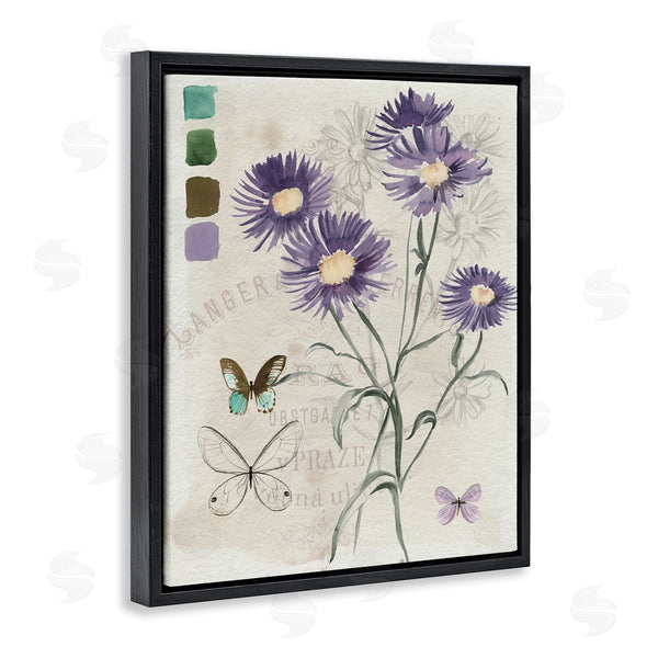 Stupell Industries Jennifer Paxton Parker | Wild Flower Butterfly Stencil Vintage Paint Hue Palette Wall Art