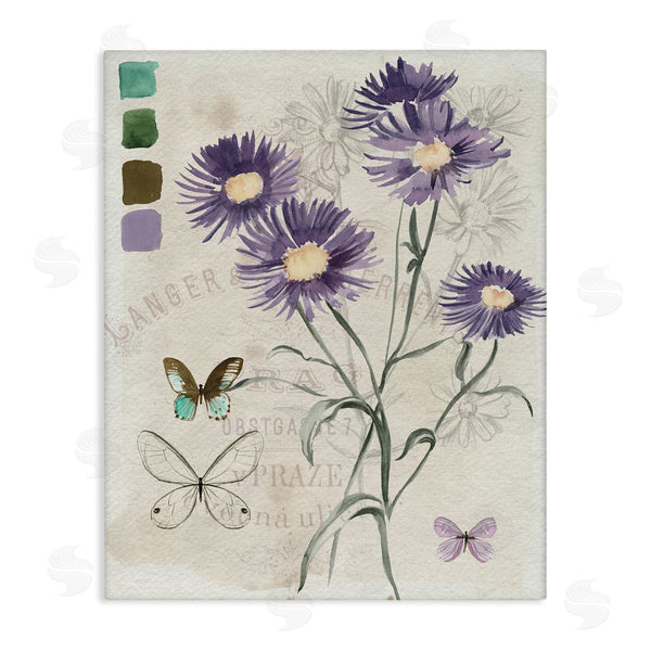 stupell industries Jennifer Paxton Parker | Wild Flower Butterfly Stencil Vintage Paint Hue Palette Wall Art