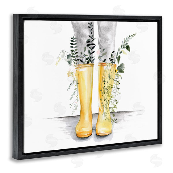 Stupell Industries Jennifer Paxton Parker | Yellow Rainboot Bouquets Chic Wildflower Foliage