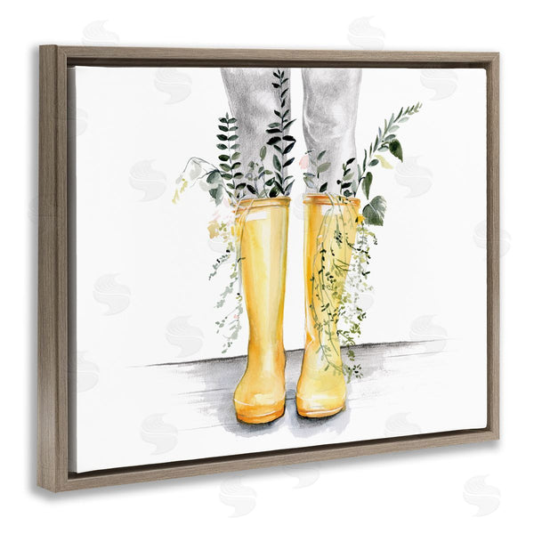Stupell Industries Jennifer Paxton Parker | Yellow Rainboot Bouquets Chic Wildflower Foliage